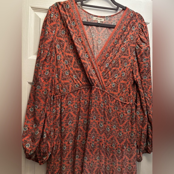 Max Studio Dusty Pink Floral Midi Dress With Faux Wrap Bodice - Picture 3 of 5